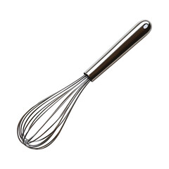 Sleek Stainless Steel Whisk Isolated on Transparent Background