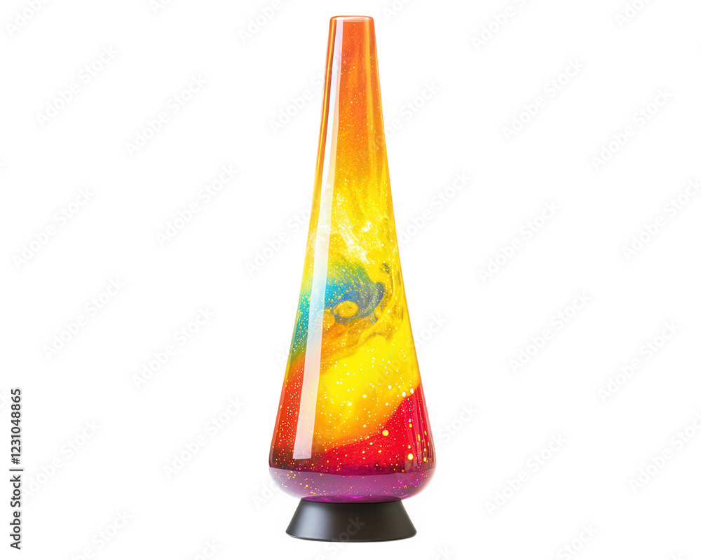 Poster colorful lava lamp with vibrant gradient of yellow, orange, and red, creating mesmerizing visual eff