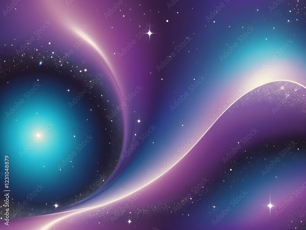 Wall mural a mesmerizing cosmic scene features swirling shades of purple and blue, dotted with stars against a 