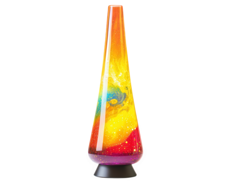 colorful lava lamp with vibrant gradient of yellow, orange, and red, creating mesmerizing visual effect. Perfect for adding retro touch to any space