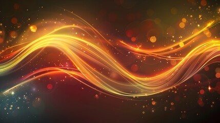 Fototapeta premium A vibrant abstract design featuring flowing lines and glowing orbs in warm colors.