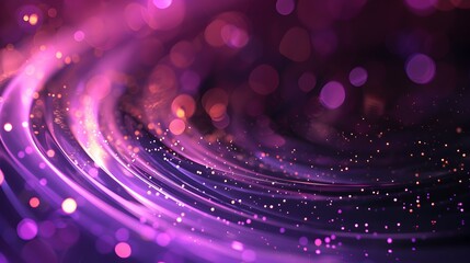 A vibrant abstract swirl of purple hues and glowing particles, evoking a sense of motion.