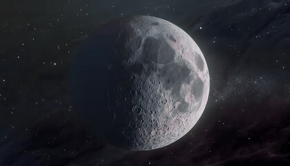 Obraz premium Moon and stars in a beautiful night sky with a glowing globe and cosmic atmosphere