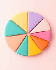 Obraz premium 2D flat art business strategy pastel strategic Illustration enterprise icon graphics design Colorful pie chart segments on a pastel background.