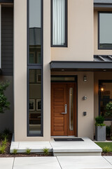 Fototapeta premium Modern House Exterior: Contemporary Home Design with Elegant Entrance and Minimalist Facade