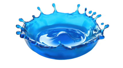 Crown shaped blue water splashing with transparent background
