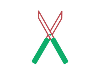 Gardening scissor icon. Farming and gardening icon. Flat outline icon concept.