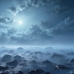 Soft blue misty atmospheric background texture, peaceful environment, soft focus, serene backdrop