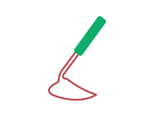 Hoe icon. Farming and gardening icon. Flat outline icon concept.