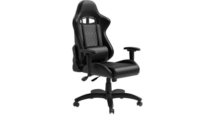 Modern black gaming chair rotating on transparent background