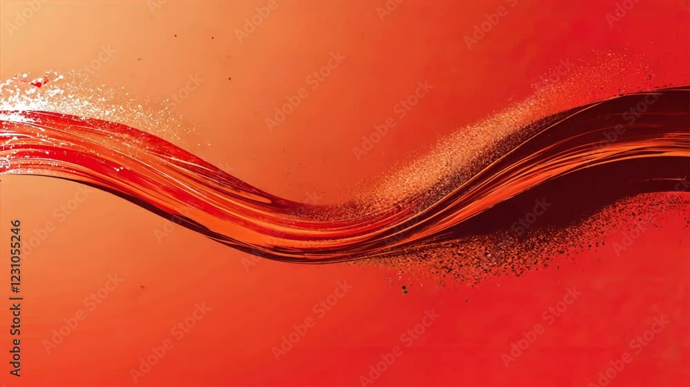 Poster vibrant abstract red wave design energetic brush strokes and splashes create dynamic visual effects 