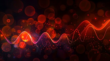Abstract visualization of sound waves with vibrant colors and bokeh effects.
