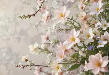 Obraz premium Spring Floral Background with Soft Colors and Gentle Hues, floral patterns, gentle hues