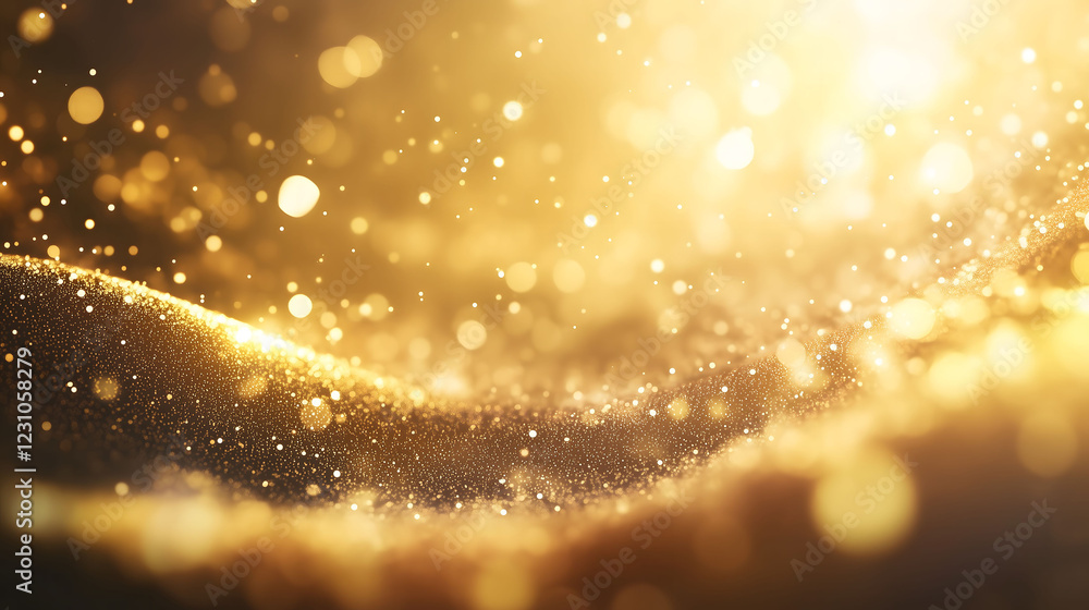 Poster swirling gold liquid creates a mesmerizing abstract texture with sparkling highlights and soft glows