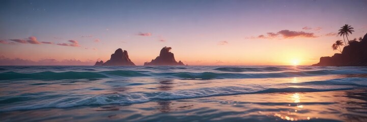 Shimmering oceanic atmosphere with soft focus, natural ambiance, serene ocean scene, soft focus