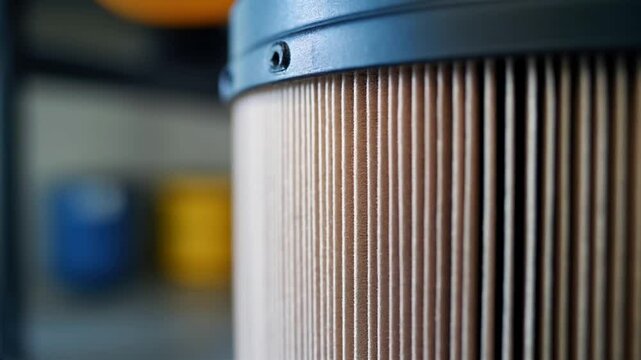 Close-up of Industrial Filter Cartridge:  High-Quality Filtration System Component