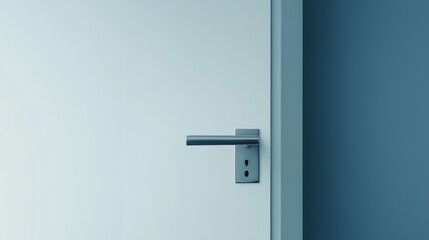 A floating silver door handle with no visible door, creating a surreal minimalist illusion