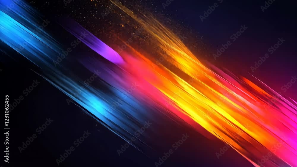 Poster vibrant neon light streaks in motion creating dynamic abstract background