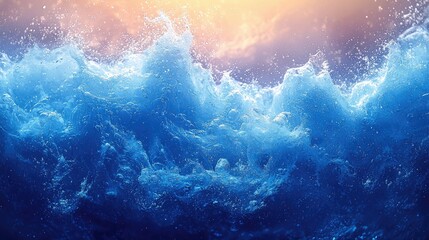 Obraz premium Ocean Wave Crashing Under a Sunset Sky
