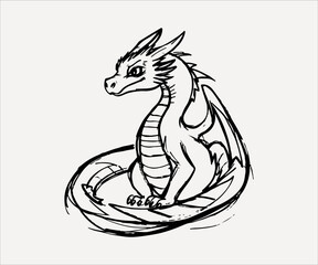 dragon vector illustration. hand drawn doodle dragon isolated on white background
