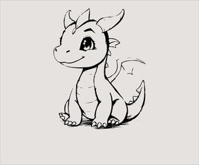 Vector illustration of a cute cartoon dragon, isolated on white background.