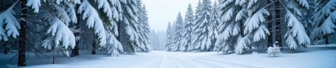 Obraz premium The forest is blanketed with a thick layer of snow, white blanket, snowy landscape, thick snow