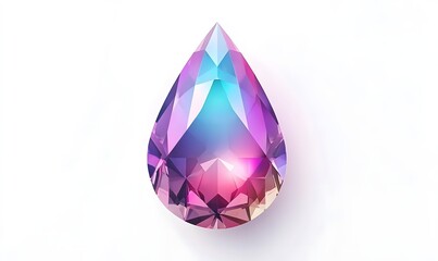 Obraz premium Pear-shaped gemstone, iridescent, white background, studio shot, jewelry design