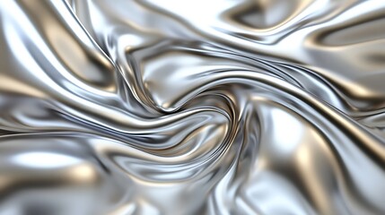 Silver Fabric Draped In Soft Swirling Waves