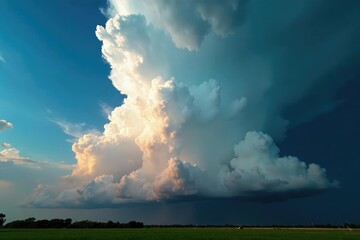 Fototapeta premium Towering thunderheads dominate the summer sky, thunderstorms, bad weather
