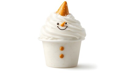 Frosty cupcake dessert, winter treat, white background, holiday