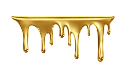 Dripping gold paint effect on transparent background