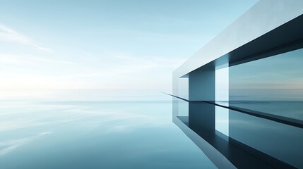 Minimalist Modern Architecture Overlooking Calm Water