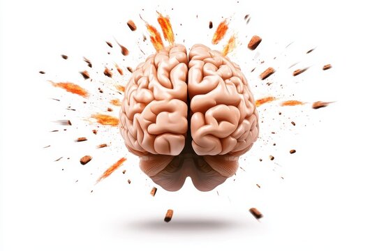 Exploding Brainpower:  A Stock Image of Creative Energy - Symbolizing ideas, innovation, brilliance, knowledge explosion, and mental breakthroughs.  A powerful image for business or education.