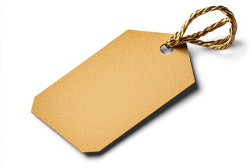 Golden Gift Tag with Twine - Elegant gold gift tag, perfect for presents. Symbolizes appreciation, celebration, luxury, gifting, and special occasions.