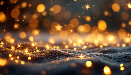 Blurred gold sparkles background with darker top corners