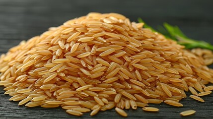 Obraz premium A Heap of Golden Brown Rice Grains