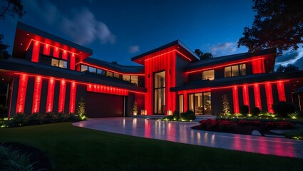 The house with red lights on the walls