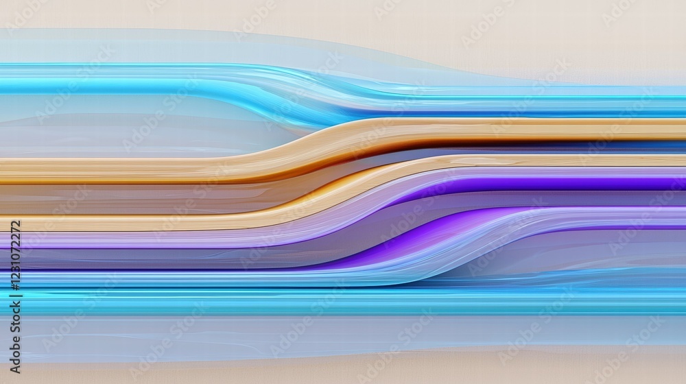 Poster wavy colorful design with smooth fluid lines and soft gradients