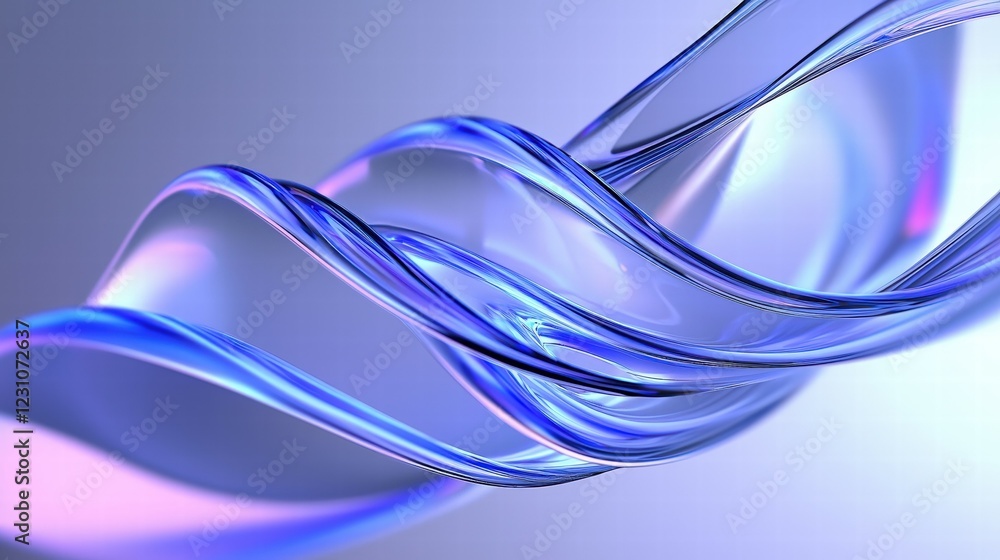 Poster wavy design composition with fluid and ethereal elements