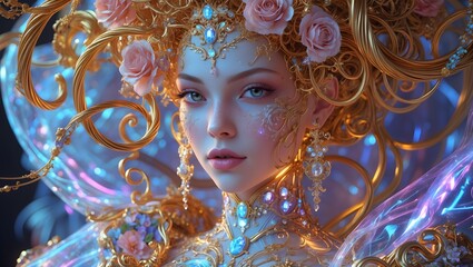 Fairy girl with lot of decorations 