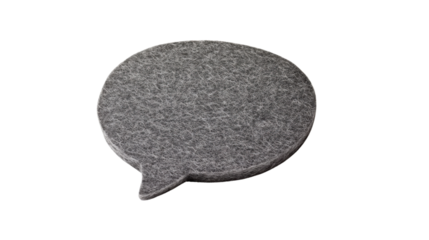 Gray speech bubble communicating a message on transparent background