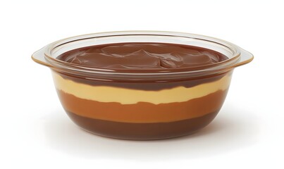 Layered Chocolate Dessert in Glass Bowl, Studio Shot
