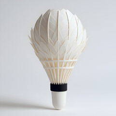 Dynamic Indoor Badminton Player with White Feathered Shuttlecock in Action