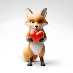 Fototapeta premium Cute fox giving a heart-shaped cookie
