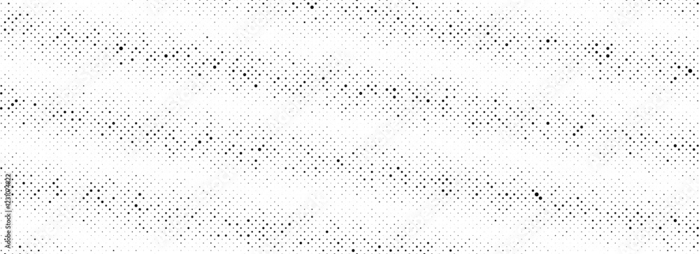 Aufkleber Black rippled grit halftone texture. Grunge dotted noise stripe background. Vanishing sandy grain wallpaper. Dot lined gradient pattern. Gritty pixel overlay backdrop. Vector