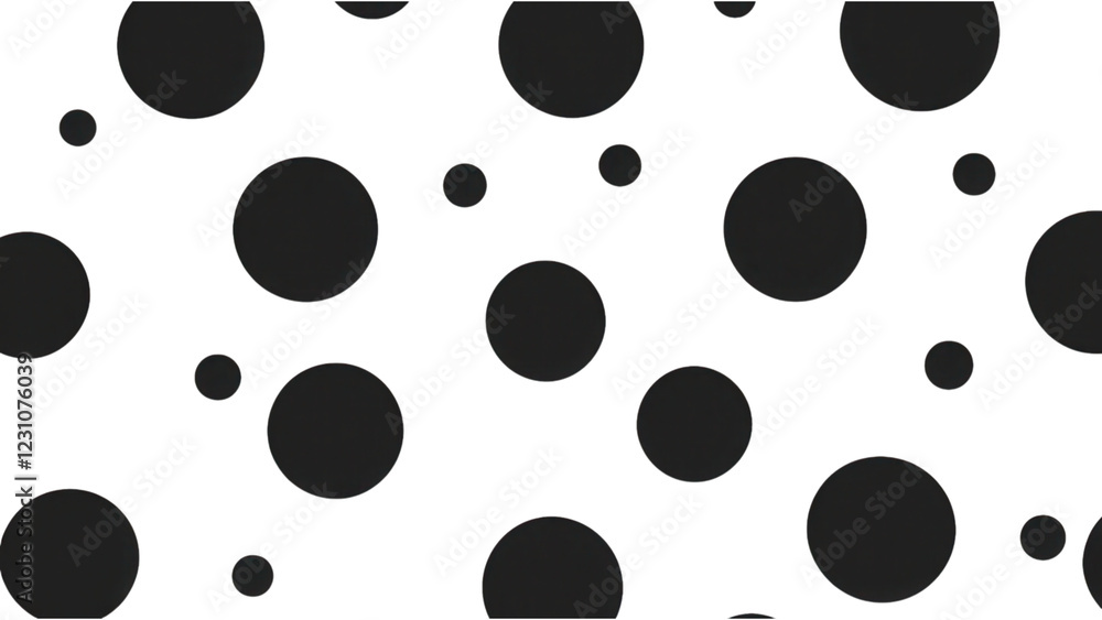 Poster polka dots pattern on minimal background, alternating black dots, transparent png, versatile for var