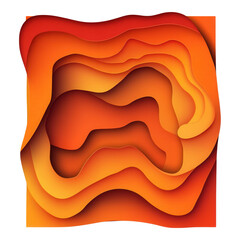Vibrant Orange Abstract Paper Cut Art, flowing layers, interconnected design, subtle torn edges, light shadows, ideal for dynamic visuals