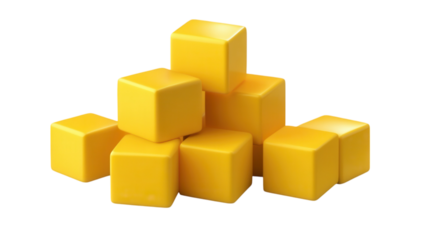 Yellow abstract cubes casting shadows, vibrant geometric shapes, modern design element, suitable for digital projects, seamless integration