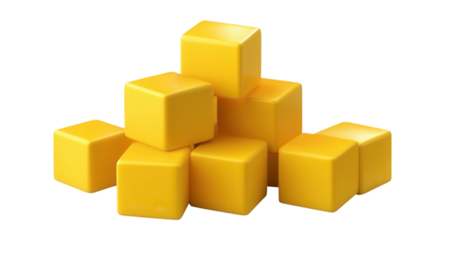 Yellow abstract cubes casting shadows, vibrant geometric shapes, modern design element, suitable for digital projects, seamless integration - Powered by Adobe