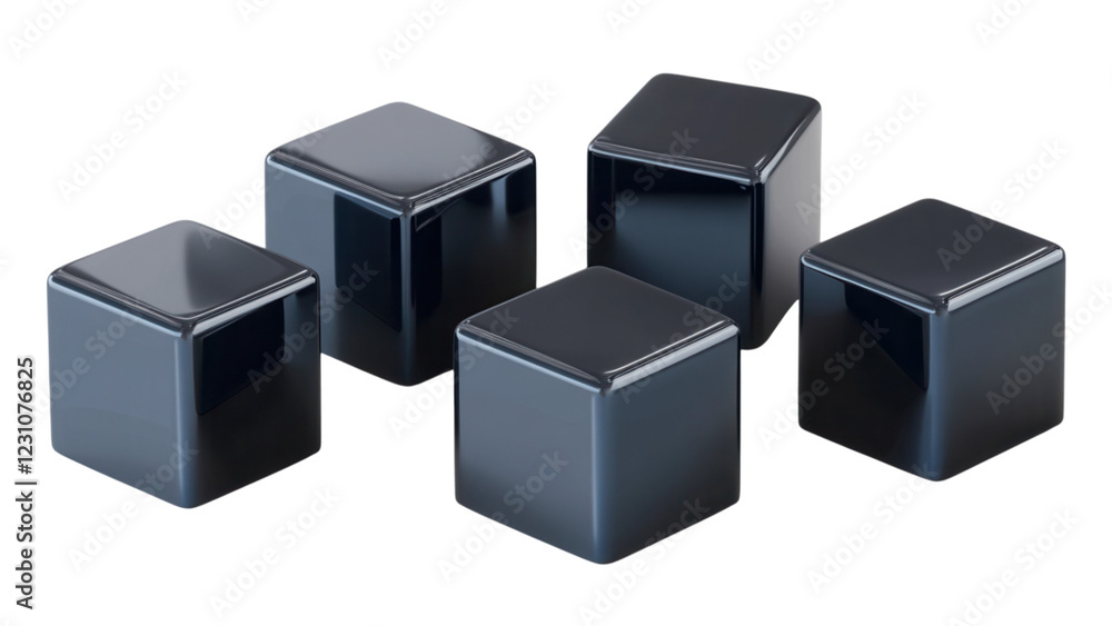 Poster dark blue abstract cubes with shadows, geometric shapes cast in deep hues, creating a striking visua